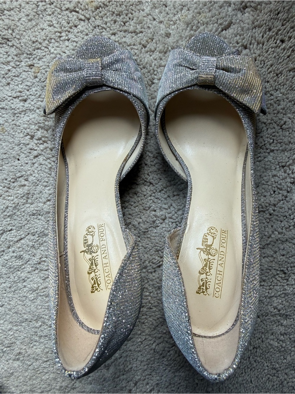 Coach and Four Silver Glitter Bow pumps 6